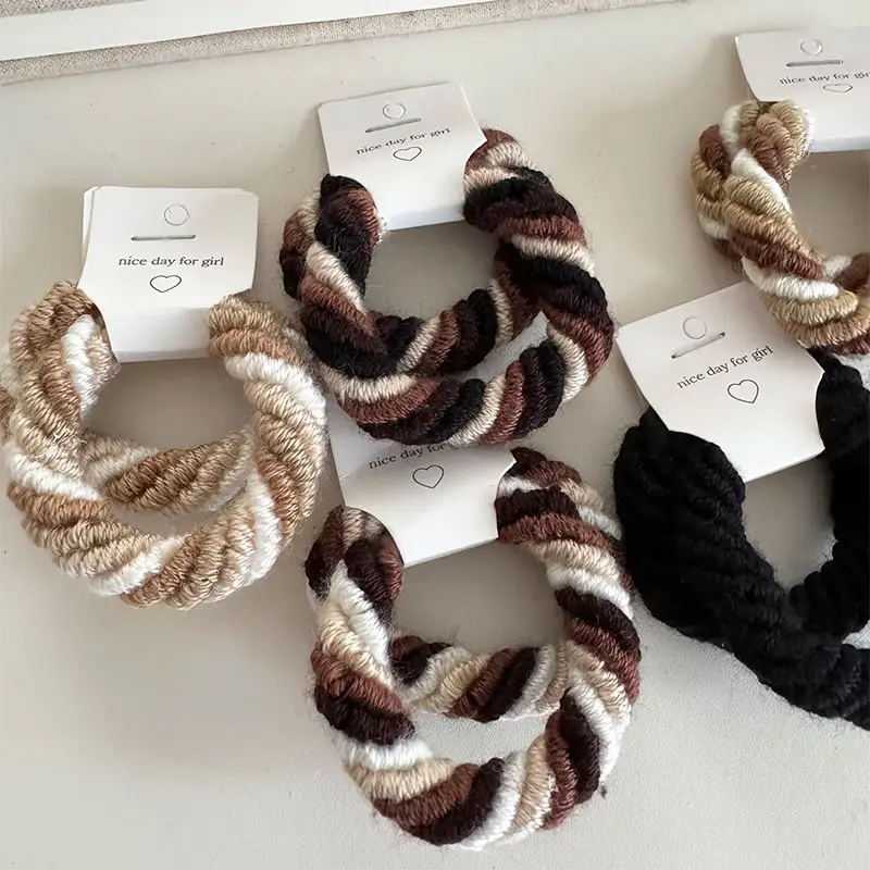 Autumn & Winter Hair Ties Milk Coffee Multi Strand Ponytail Tie — feature 12