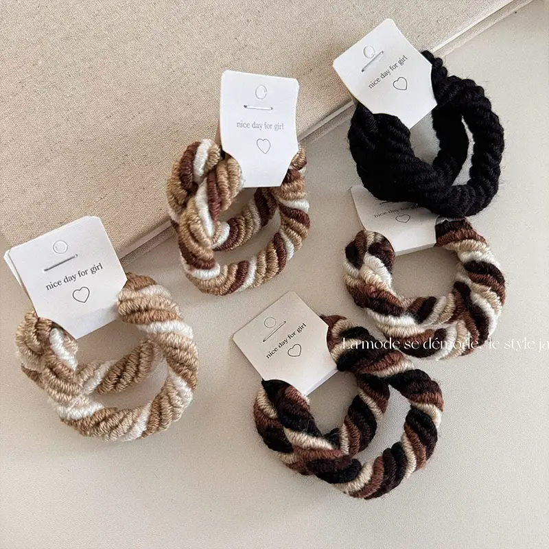 Autumn & Winter Hair Ties Milk Coffee Multi Strand Ponytail Tie — feature 2