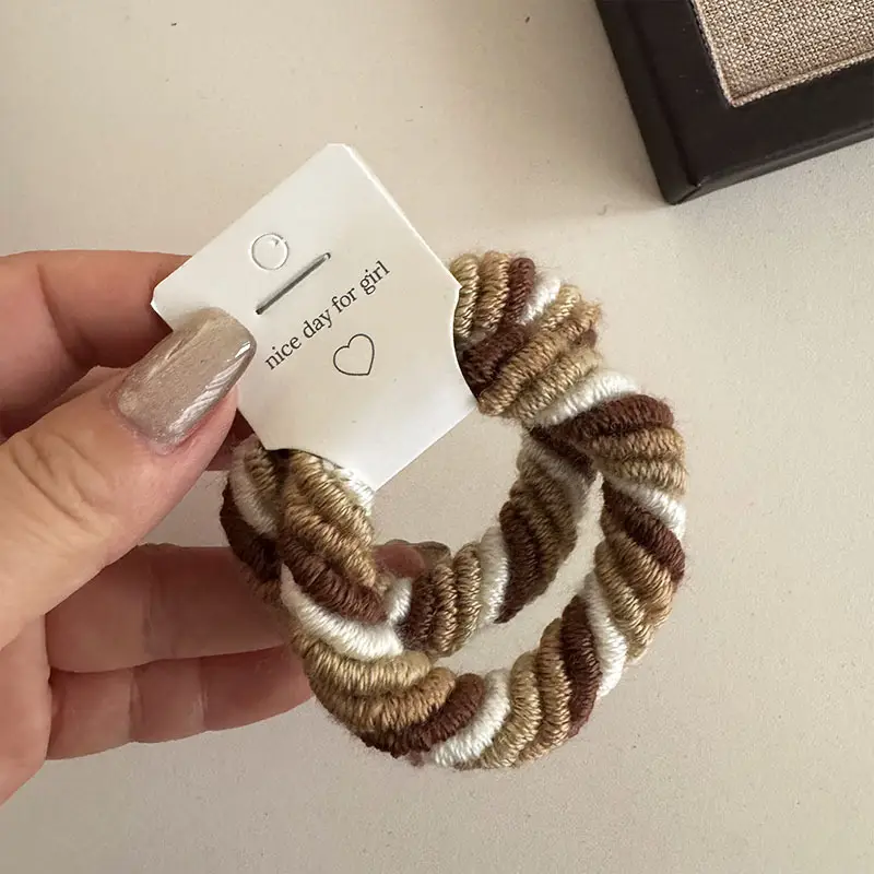 Autumn & Winter Hair Ties Milk Coffee Multi Strand Ponytail Tie - Image 2