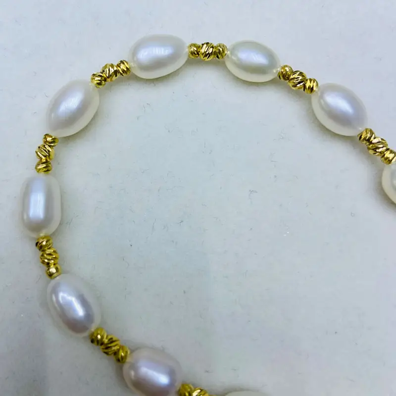 Pearl Bracelet Natural Freshwater 5.5-6.5mm Gold Plated