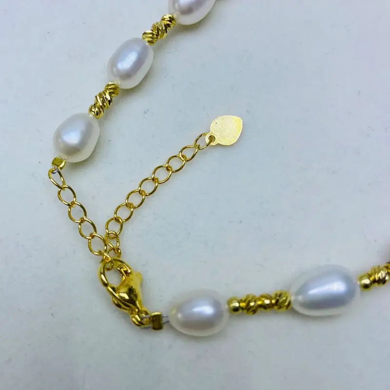 Pearl Bracelet Natural Freshwater 5.5-6.5mm Gold Plated