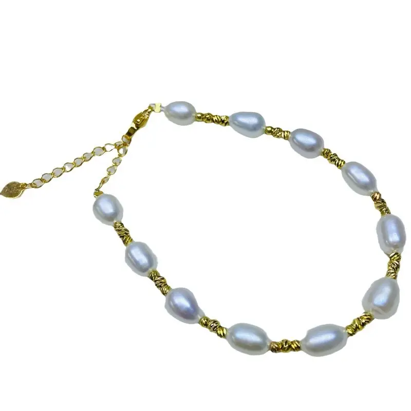 Pearl Bracelet Natural Freshwater 5.5-6.5mm Gold Plated