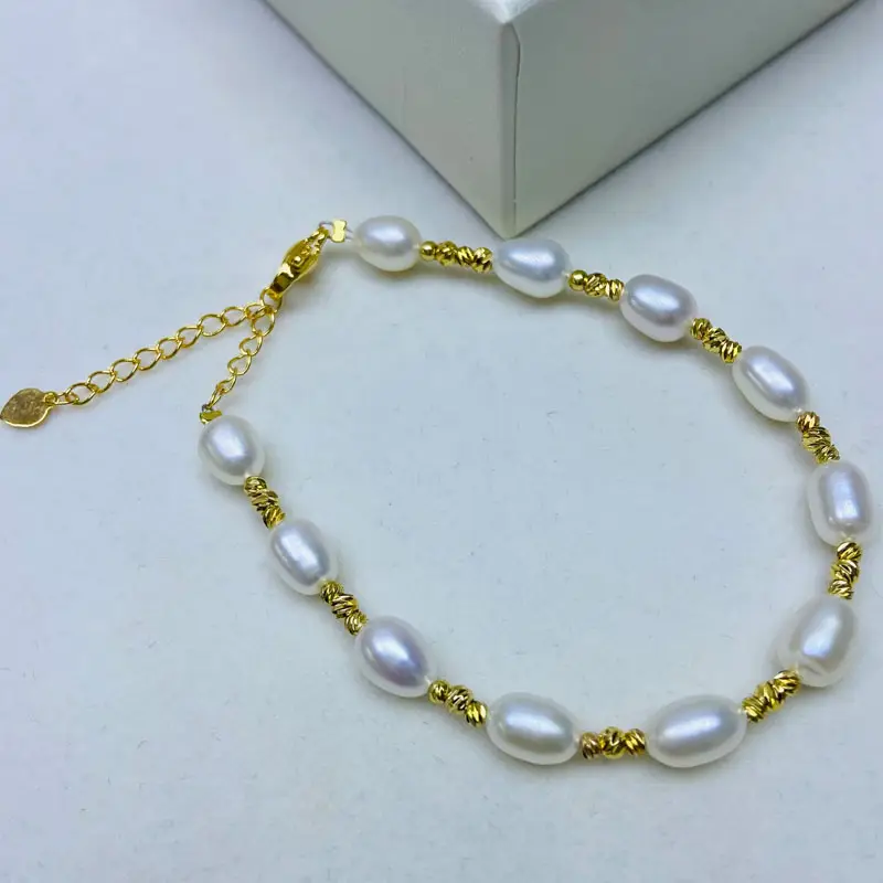Pearl Bracelet Natural Freshwater 5.5-6.5mm Gold Plated — feature 3
