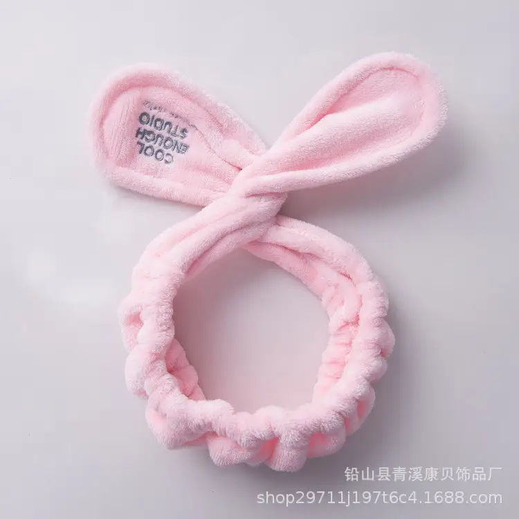 Pink Embroidered Rabbit Ears Headband for Girls