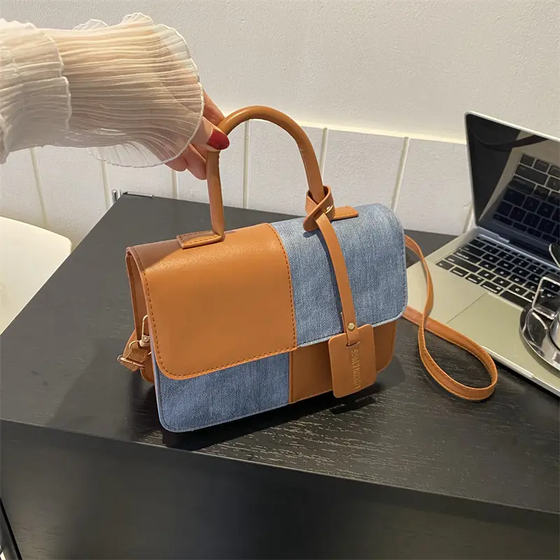 Women Contrast Color Shoulder Bag 2023 Winter - Image 7