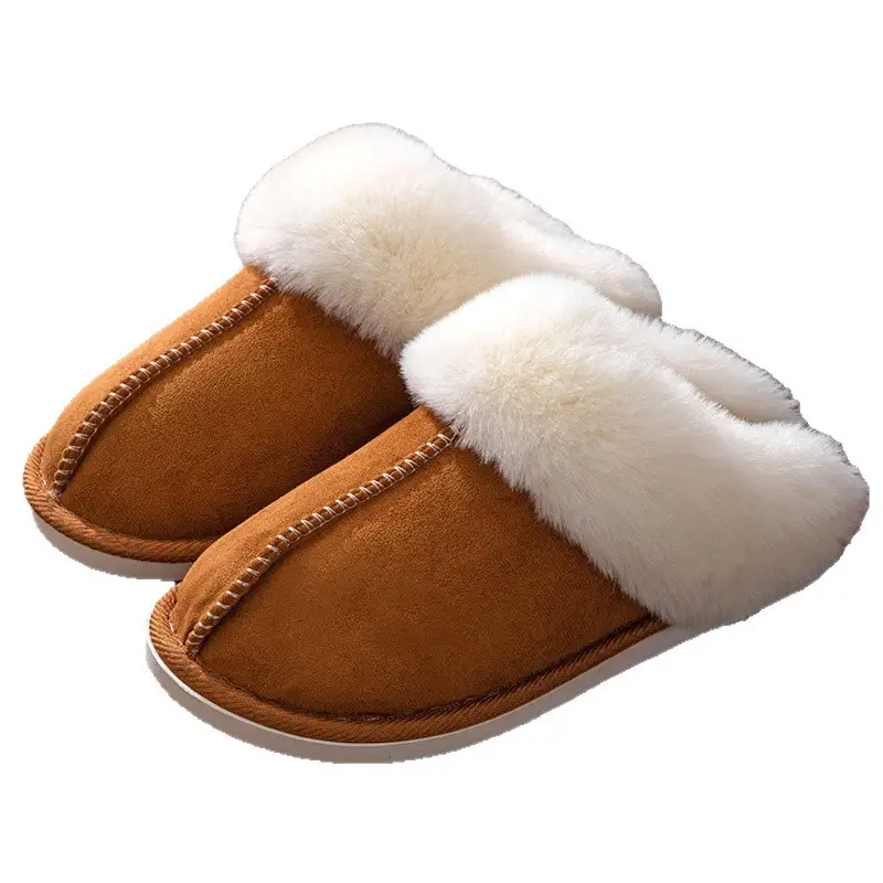 Cross-Border Foreign Trade Wholesale Furry Slippers Warm Thick-Soled Non-Slip Plush Slippers Home Memory Foam Indoor Cotton Slippers