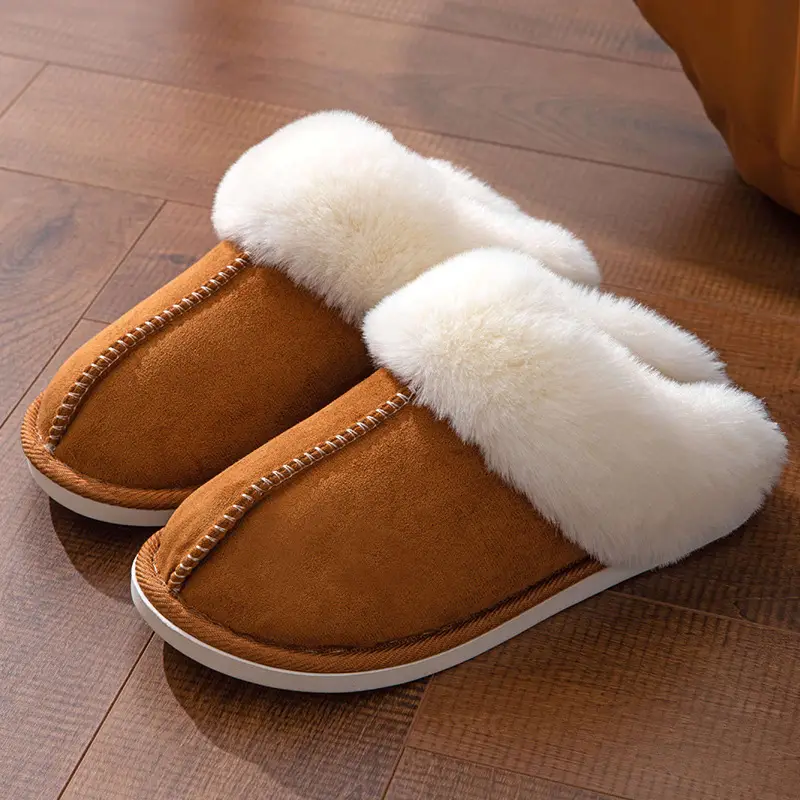 Cross-Border Foreign Trade Wholesale Furry Slippers Warm Thick-Soled Non-Slip Plush Slippers Home Memory Foam Indoor Cotton Slippers
