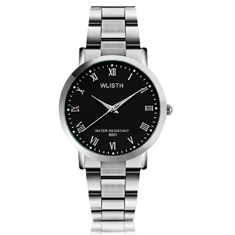 Luminous Waterproof Quartz Watch for Men Black Steel Band - Image 4