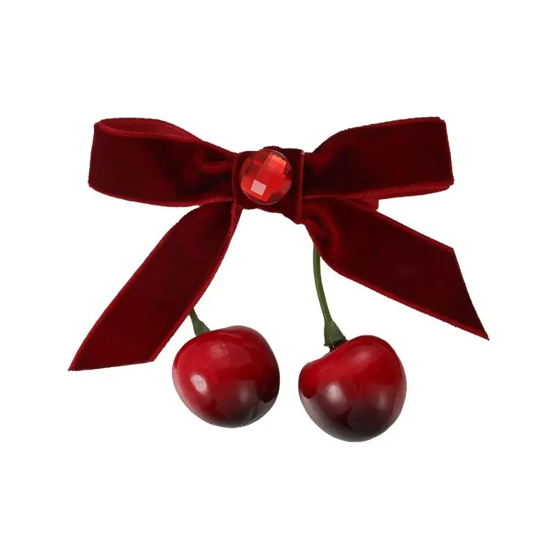 Winter Cherry Red Bow Hairpin for Women - Image 6