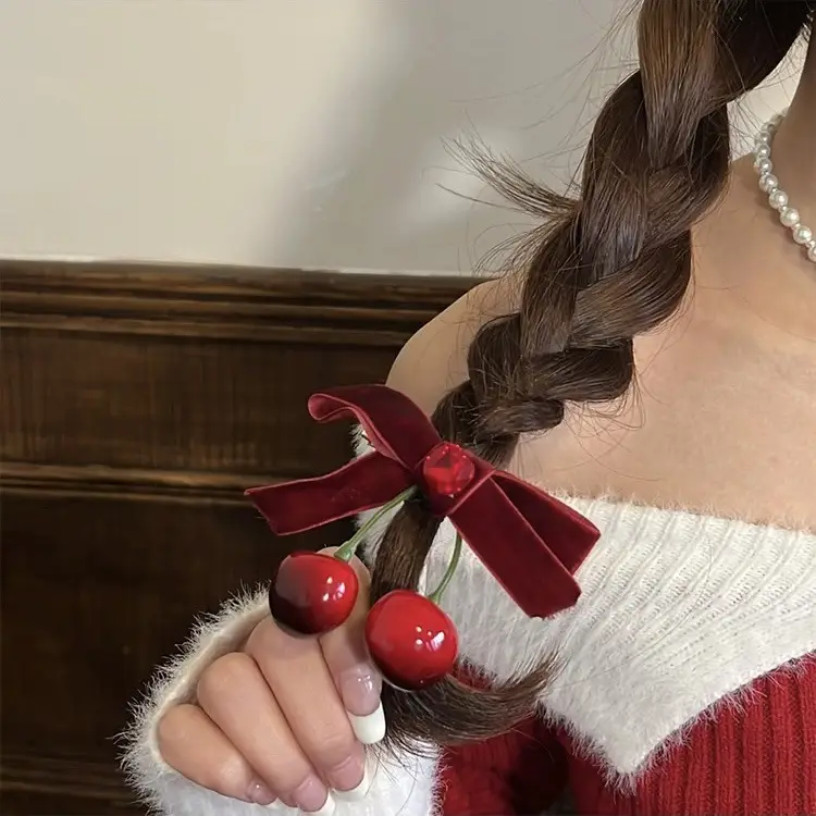 Winter Cherry Red Bow Hairpin for Women — feature 5