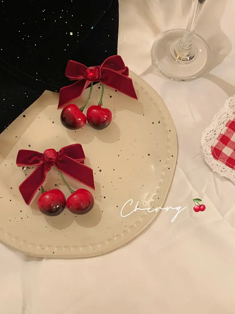 Winter Cherry Red Bow Hairpin for Women — feature 6