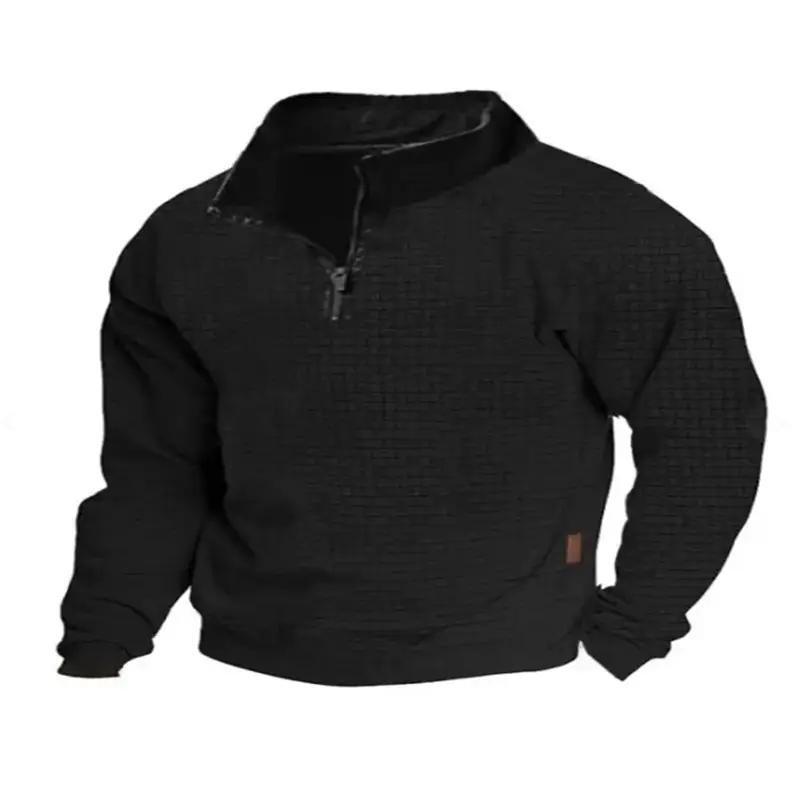 Men Grey Waffle Zipper Hoodie Loose Fit — feature 3