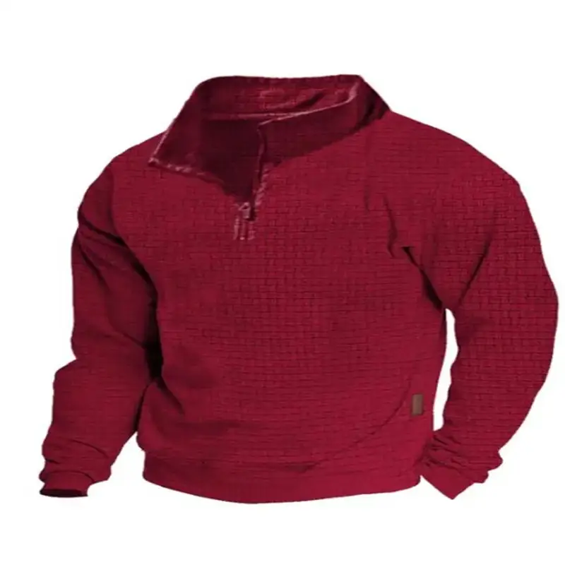 Men Grey Waffle Zipper Hoodie Loose Fit — feature 8