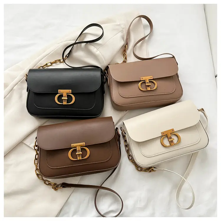White Retro Lock Shoulder Bag with Chain — feature 21