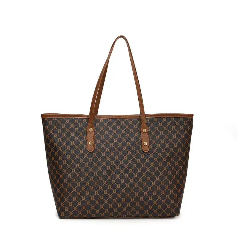 Women's High-End Brown GPU Tote Bag with Leather Handles - Image 8