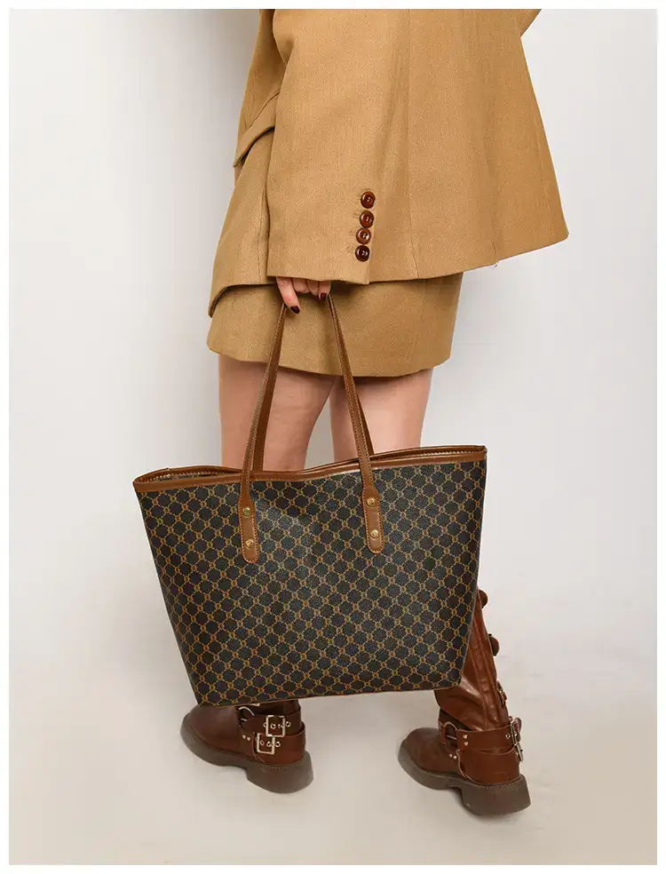 Women's High-End Brown GPU Tote Bag with Leather Handles — feature 12