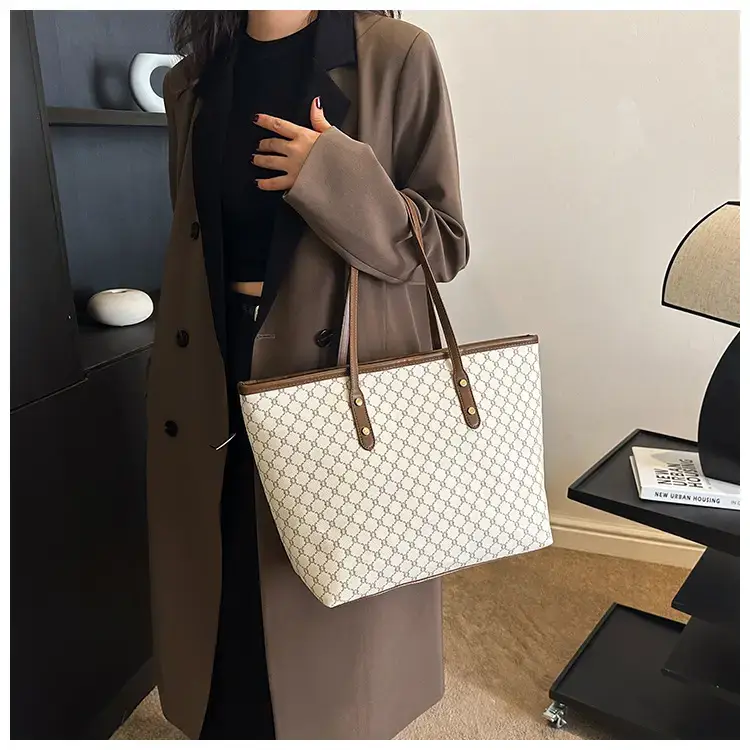Women's High-End Brown GPU Tote Bag with Leather Handles — feature 15
