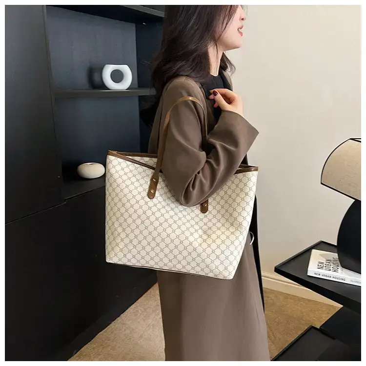 Women's High-End Brown GPU Tote Bag with Leather Handles — feature 17