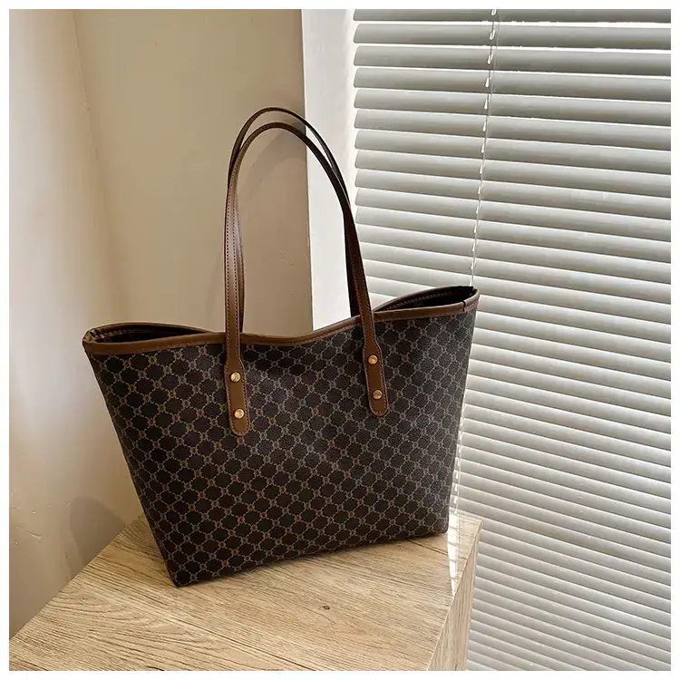 Women's High-End Brown GPU Tote Bag with Leather Handles — feature 24