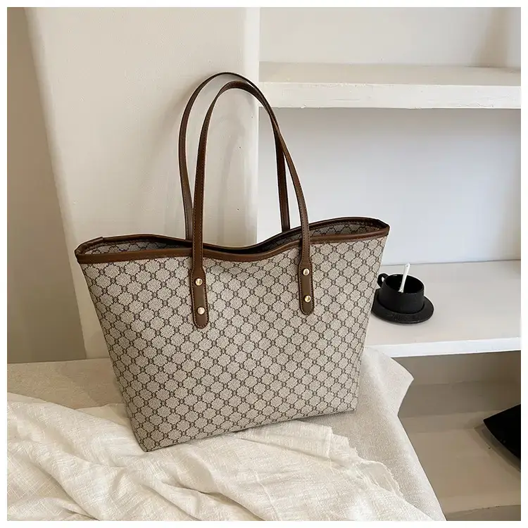 Women's High-End Brown GPU Tote Bag with Leather Handles — feature 29