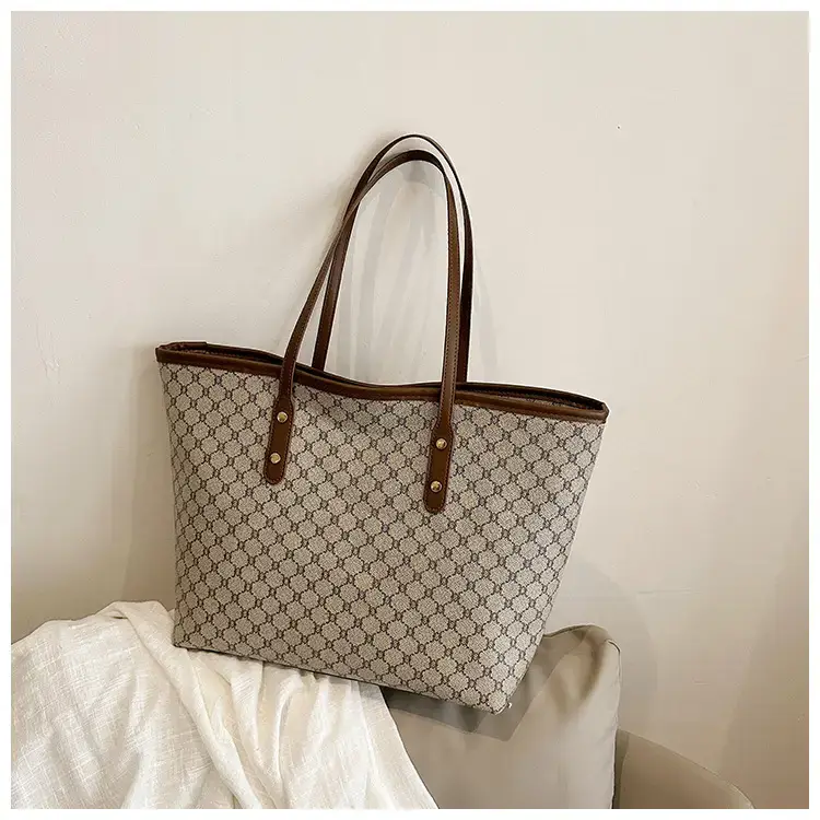 Women's High-End Brown GPU Tote Bag with Leather Handles — feature 30