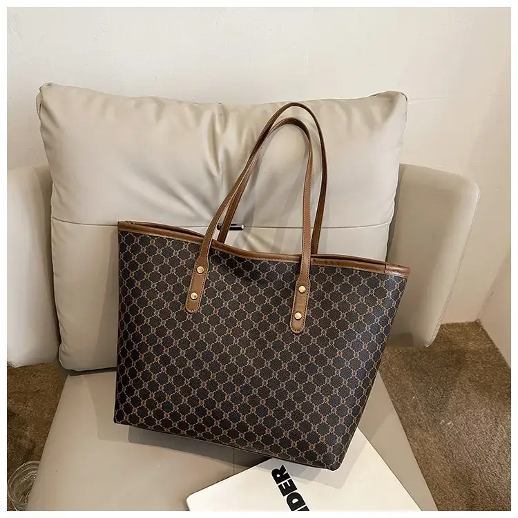 Women's High-End Brown GPU Tote Bag with Leather Handles — feature 34