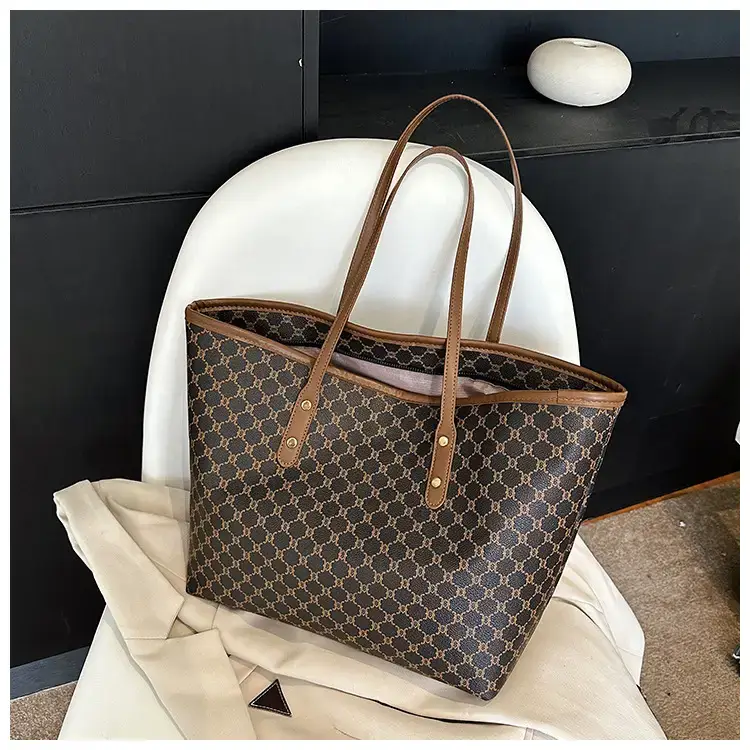 Women's High-End Brown GPU Tote Bag with Leather Handles — feature 36