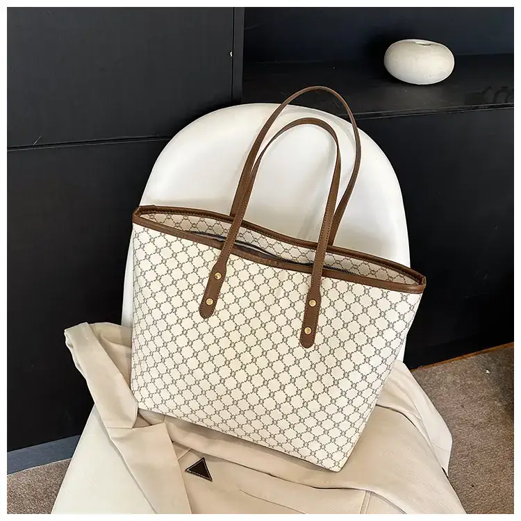 Women's High-End Brown GPU Tote Bag with Leather Handles — feature 37