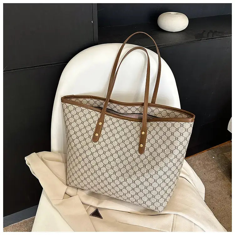 Women's High-End Brown GPU Tote Bag with Leather Handles — feature 38