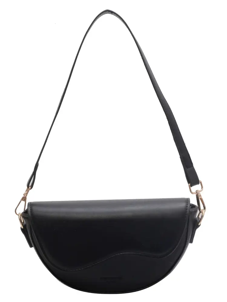 Black Textured Shoulder Bag for Women 2023 - Image 8