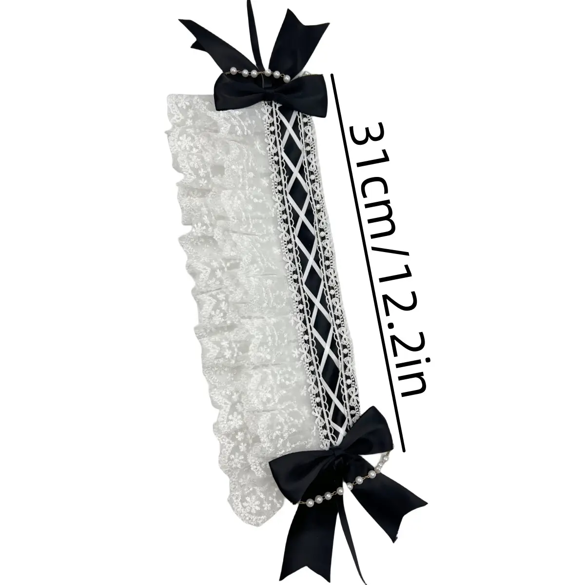 Baroque Hair Band with Red Bow & Pearl Adornment