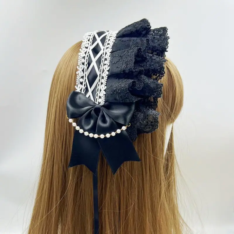 Baroque Hair Band with Red Bow & Pearl Adornment — feature 11