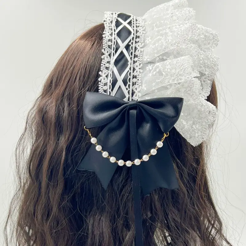 Baroque Hair Band with Red Bow & Pearl Adornment — feature 3