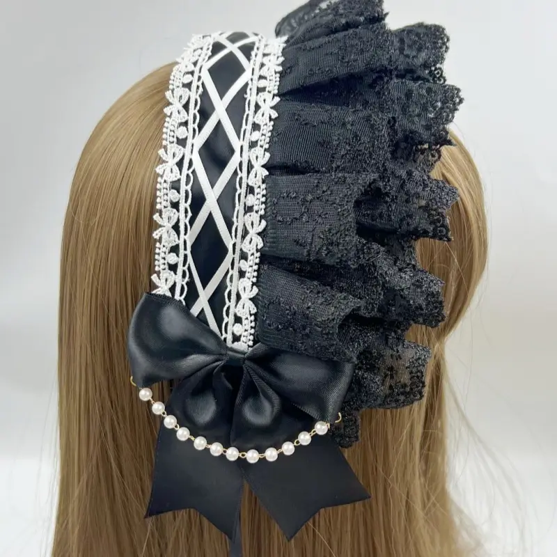 Baroque Hair Band with Red Bow & Pearl Adornment — feature 8