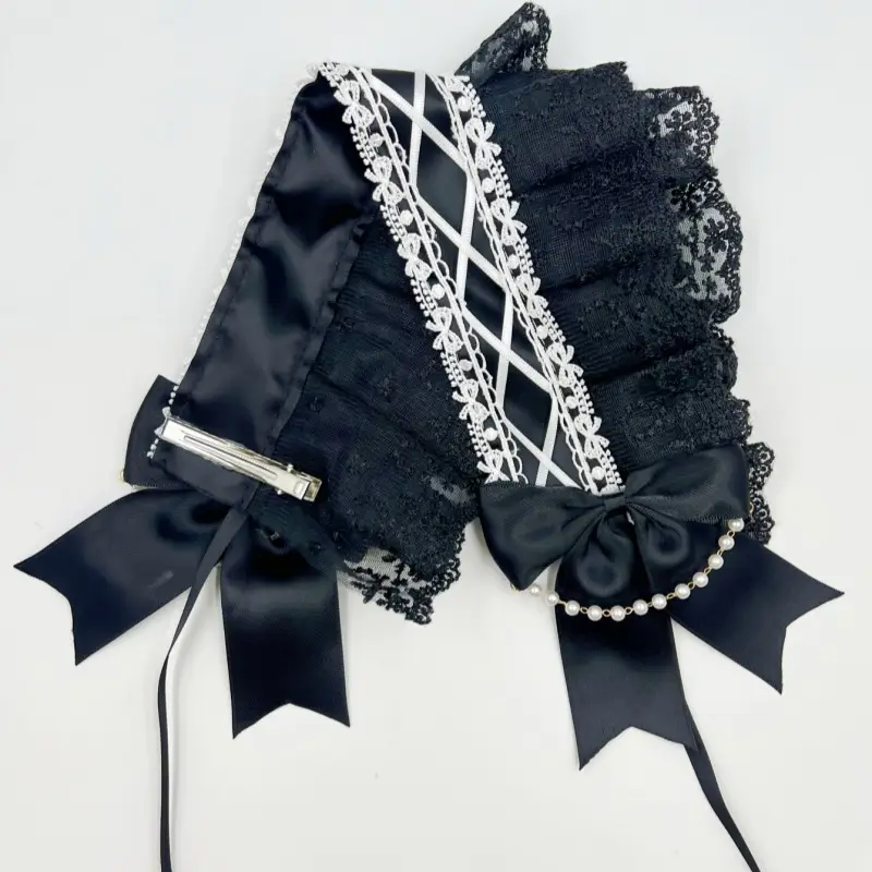 Baroque Hair Band with Red Bow & Pearl Adornment