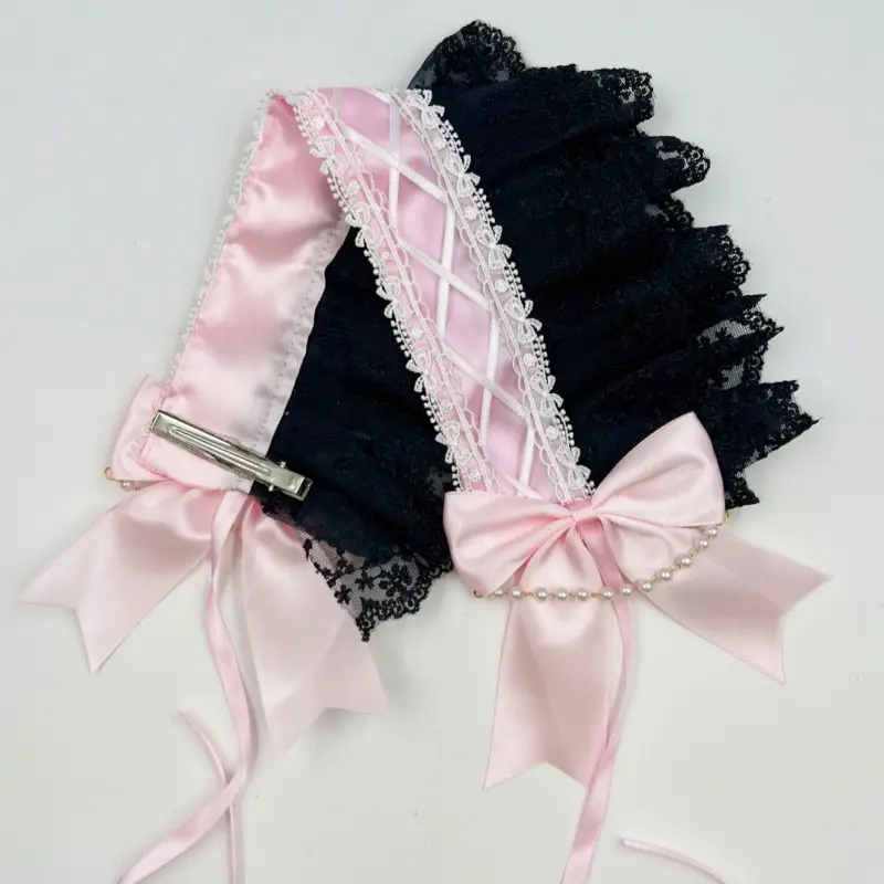 Baroque Hair Band with Red Bow & Pearl Adornment
