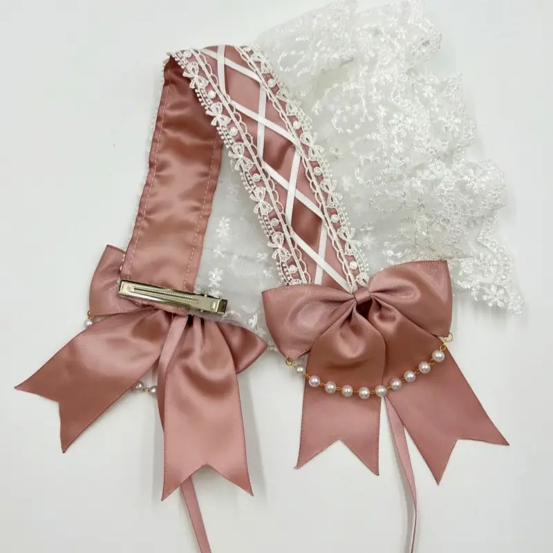 Baroque Hair Band with Red Bow & Pearl Adornment