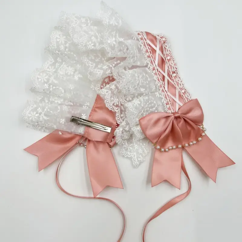Baroque Hair Band with Red Bow & Pearl Adornment