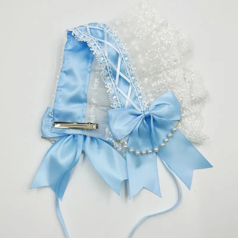 Baroque Hair Band with Red Bow & Pearl Adornment