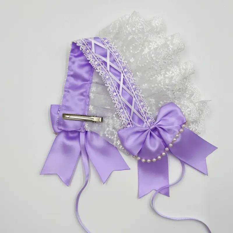 Baroque Hair Band with Red Bow & Pearl Adornment