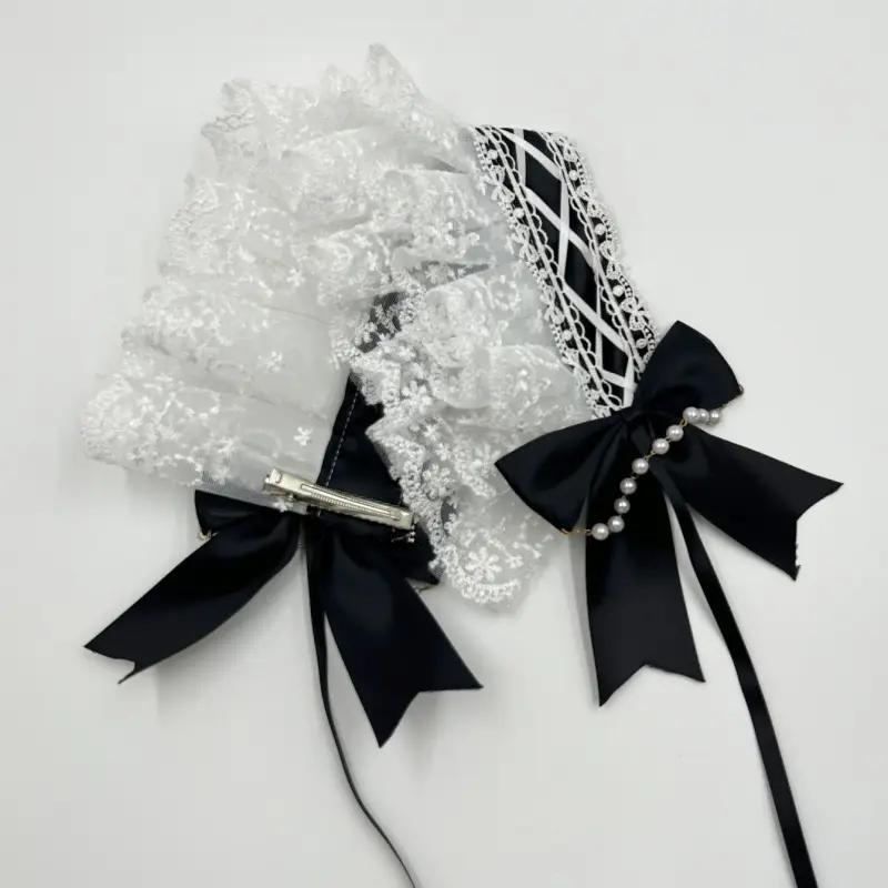 Baroque Hair Band with Red Bow & Pearl Adornment