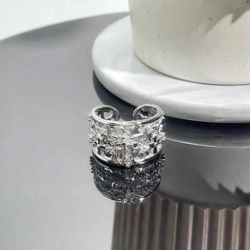 Women's Retro Cross Open Ring with Cold Wind Design - Image 16