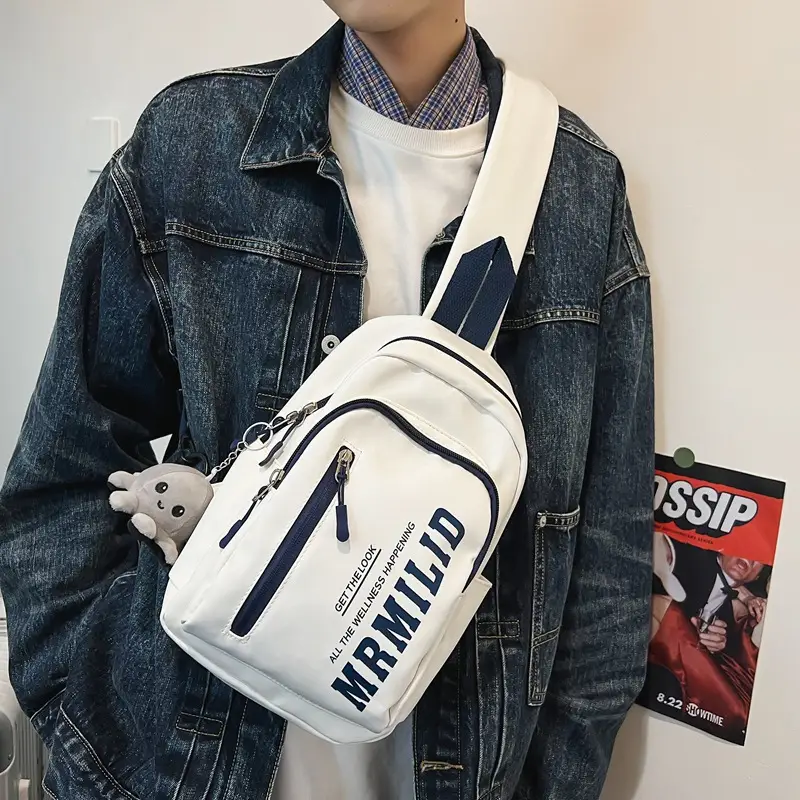 Women's Japanese Casual Chest Bag 2023 Red White - Image 10