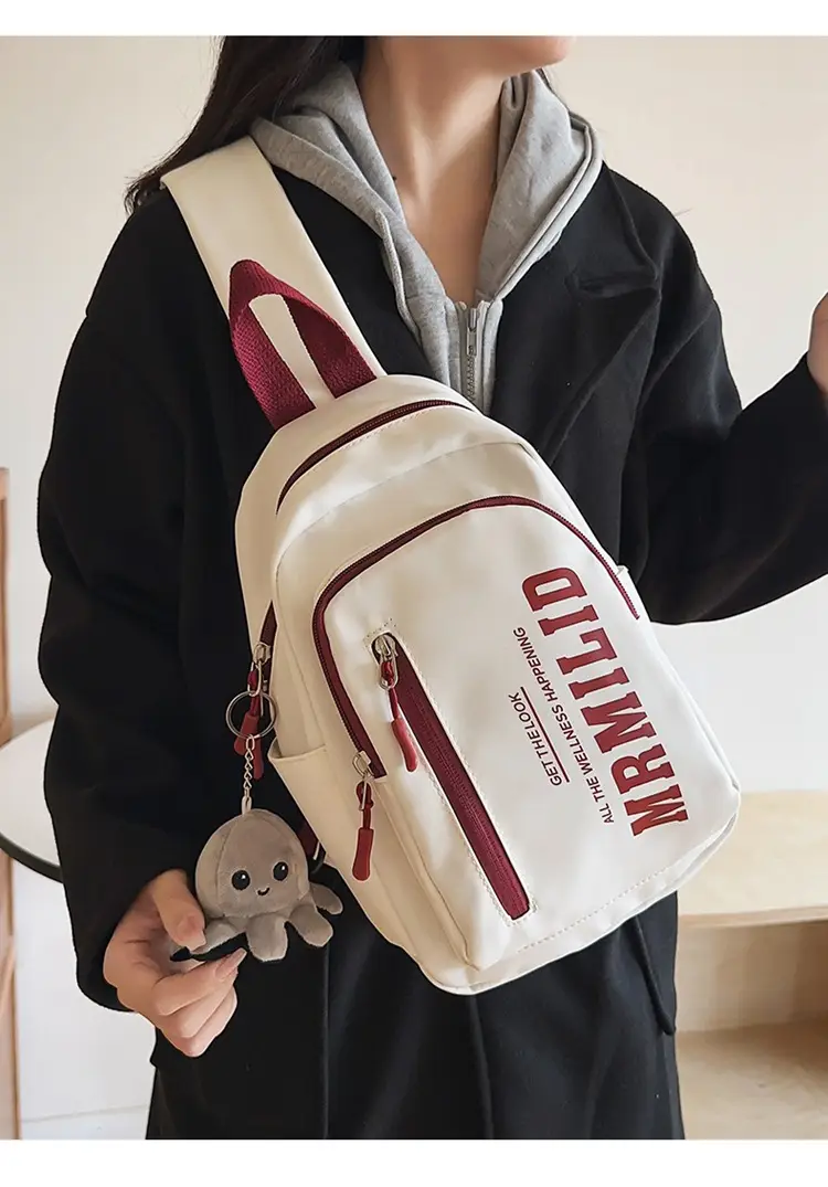 Women's Japanese Casual Chest Bag 2023 Red White — feature 10