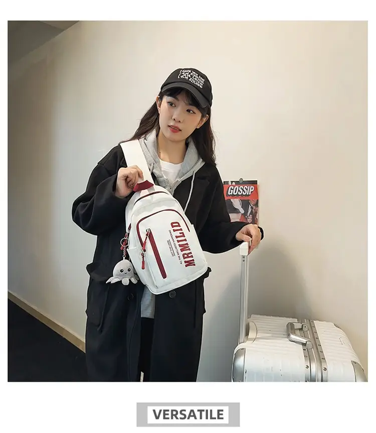 Women's Japanese Casual Chest Bag 2023 Red White — feature 11