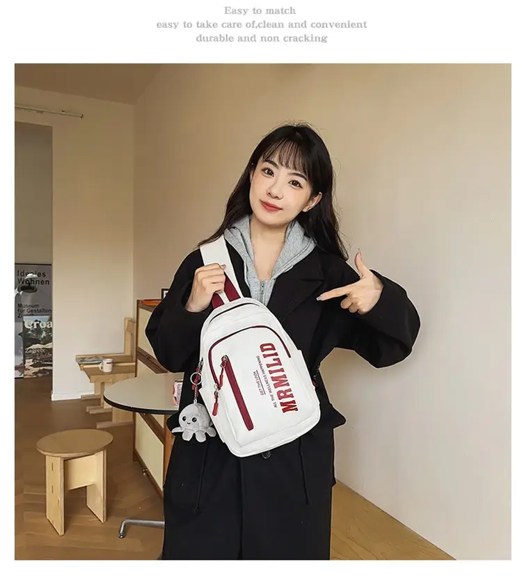 Women's Japanese Casual Chest Bag 2023 Red White — feature 12