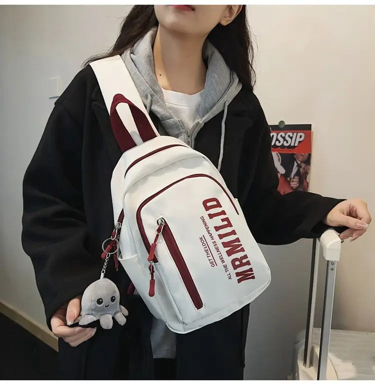 Women's Japanese Casual Chest Bag 2023 Red White — feature 13