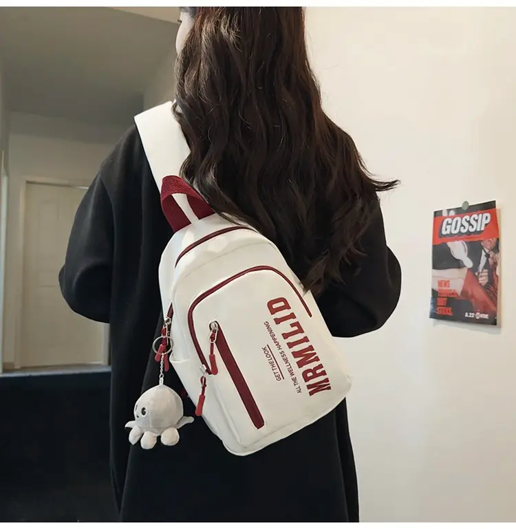 Women's Japanese Casual Chest Bag 2023 Red White — feature 14