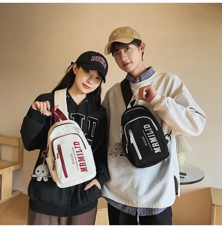 Women's Japanese Casual Chest Bag 2023 Red White — feature 17