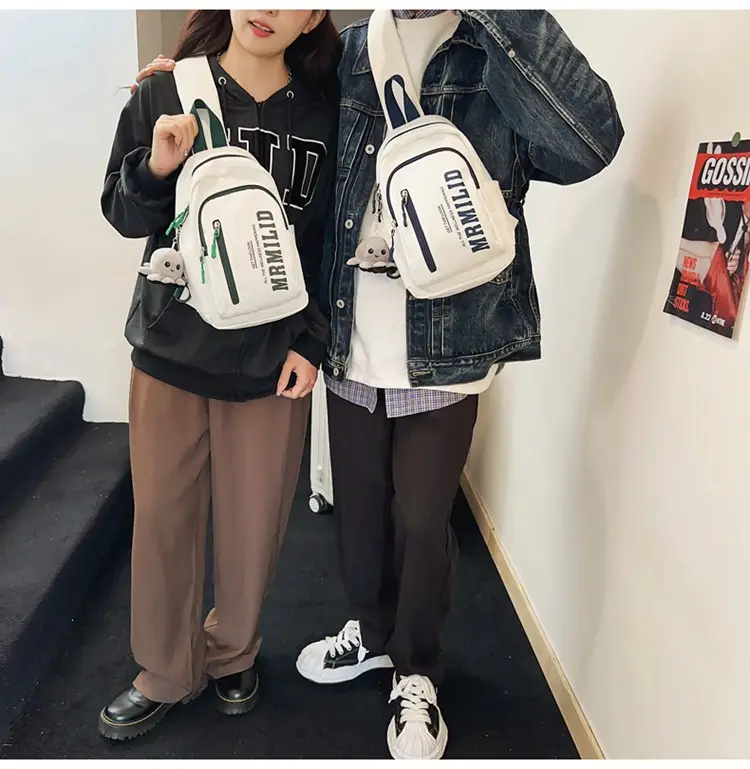 Women's Japanese Casual Chest Bag 2023 Red White — feature 30
